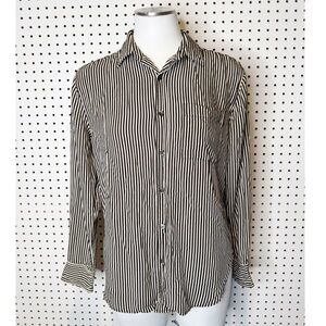 Equipment | Black and White Striped Button Down Top, Blouse 100% Viscose Sz. S
